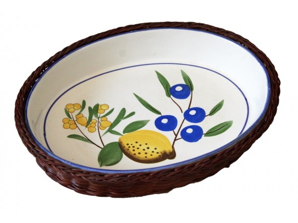                            Platou oval din ceramica si lemn, Franta